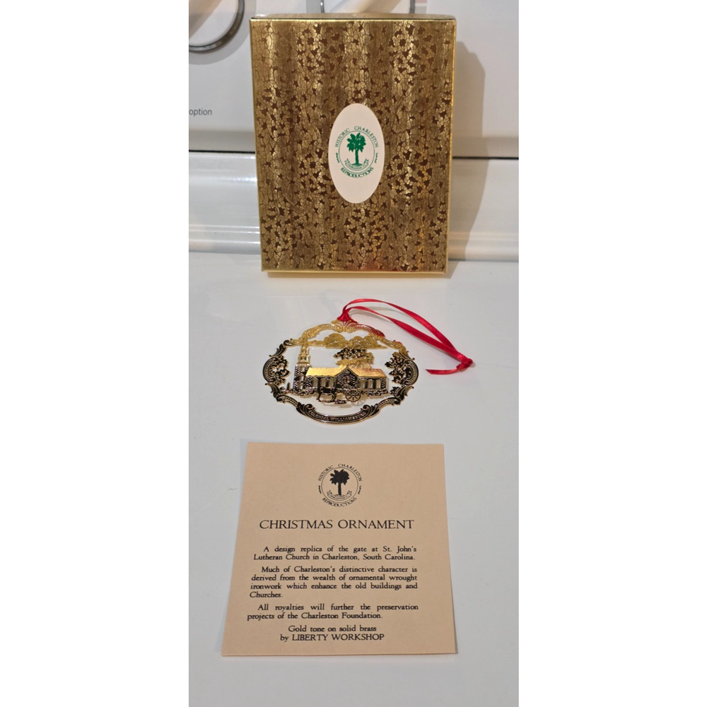 St. John's Lutheran Church in Charleston, SC Ornament Gold On Brass 3"